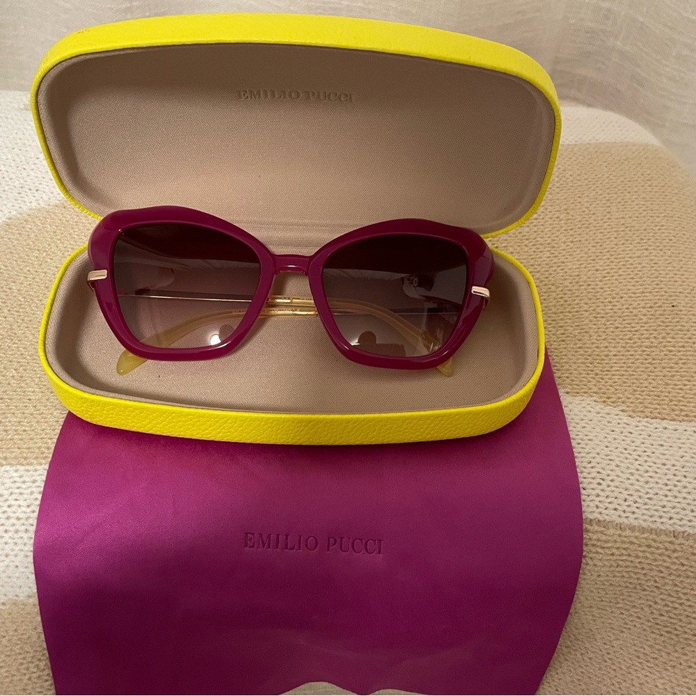 Emilio Pucci Fuchsia Pink Oversized Cat-Eye Sunglasses
